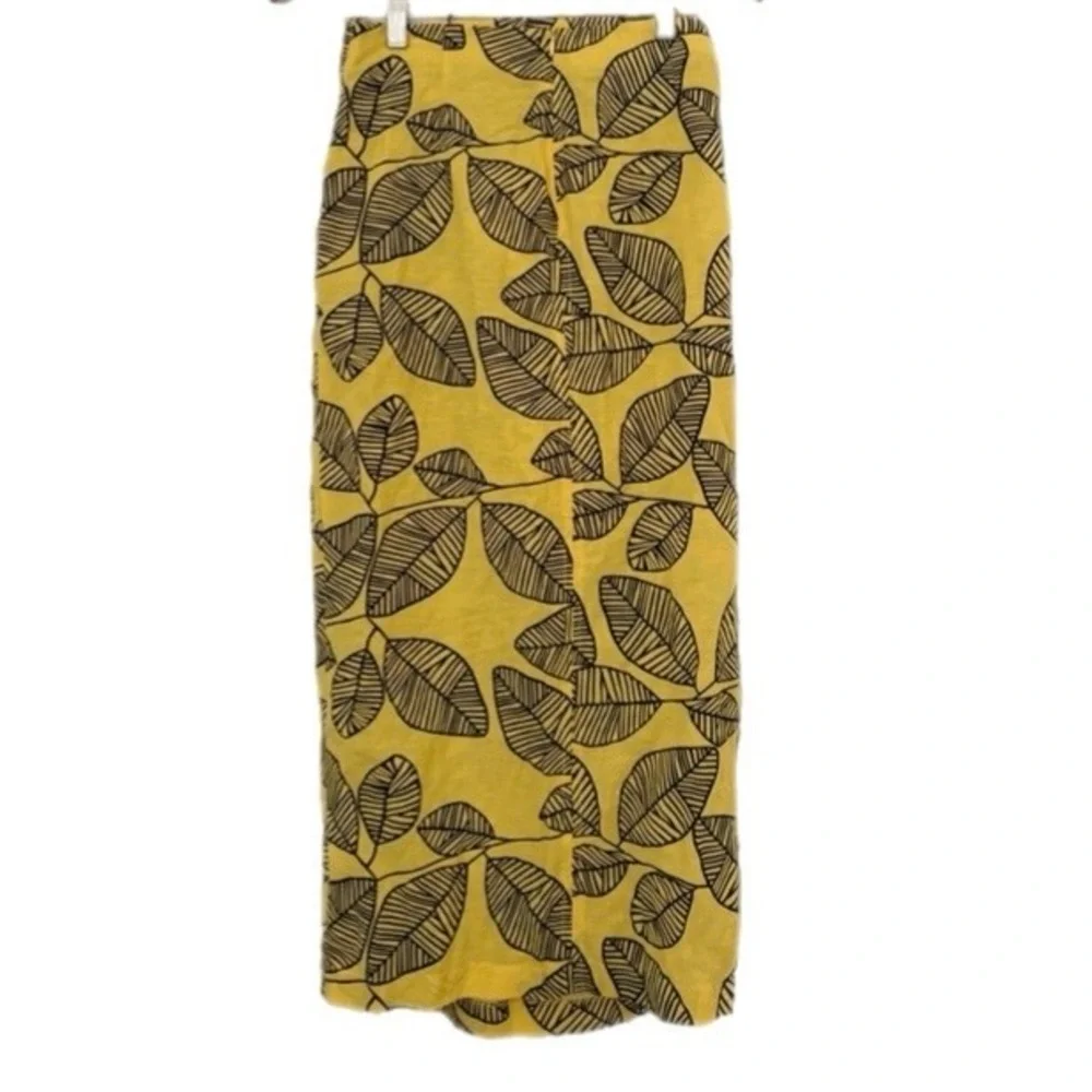 Zara Yellow Leaf Print Midi Skirt - Picture 3 of 5